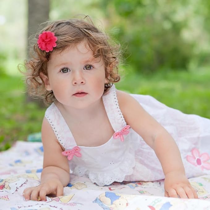 Cinaci 40 Pieces 5cm/2" Solid Chiffon Flower Hair Clips Barrettes Non Slip Floral Hair Pins Accessories for Baby Girls Toddlers Kids Teens