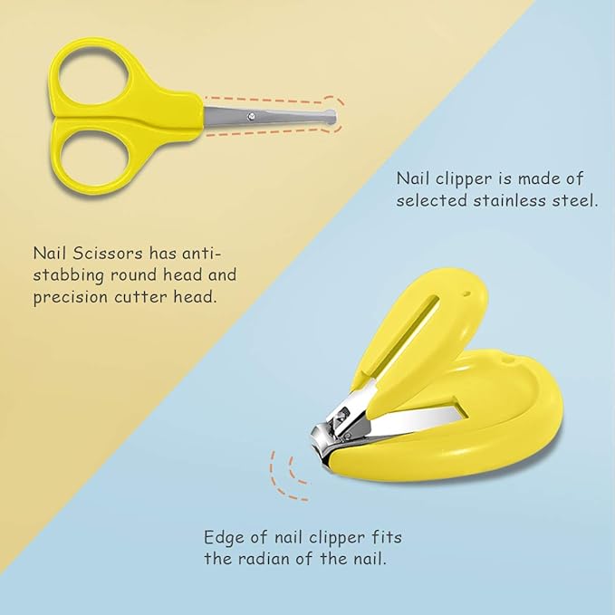 SONARIN Transparent Lid Baby Nail Kit,4-in-1 Baby Grooming Kit,with Baby Nail Clippers,Scissor,Nail File&Tweezer,Baby Nail Care Kit for Newborn,Infant or Toddler(Yellow)