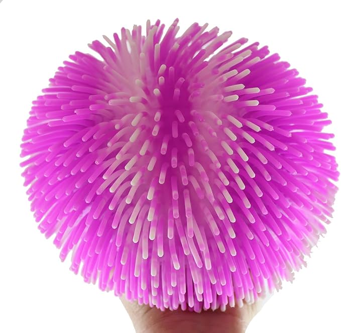 1 Random Color Striped Multi-Color Tie Dye Swirl Jumbo 8" Puffer Ball - Sensory Therapy Fidget Stress Balls - OT Autism SPD (1 Random Color)