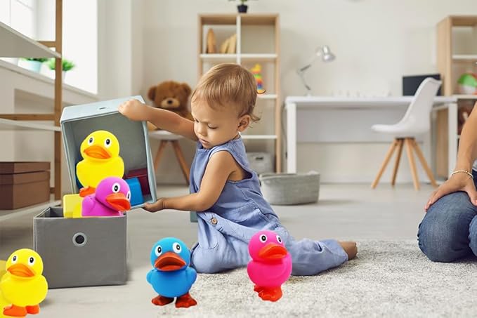 The Dreidel Company Jumbo Rubber Duck Toy with Flippers, Giant Rubber Duckies for Kids, Bath, Baby Shower, Birthday, Pool Activity, 6.5" Tall (2-Pack Assorted)