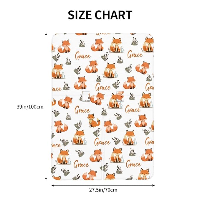 Personalized Baby Car Seat Covers for Babies with Name, Customized CarSeat Cover Stroller Canopy for Girls Boys, Custom Cute Fox Nursing Cover Breastfeeding Scarf for Infant Newborn New Mom