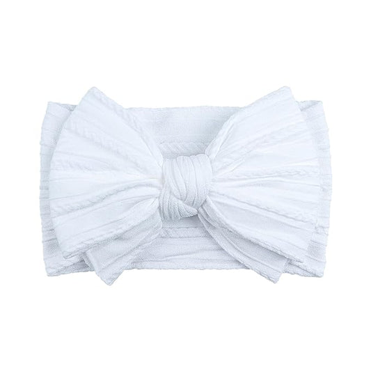 LemonSpace Handmade Baby Girls Bows Soft Stretchy Nylon Hair Bands Hair Accessories Baby headbands with Bows for Newborn Baby Girls Infant Toddlers Kids(White
