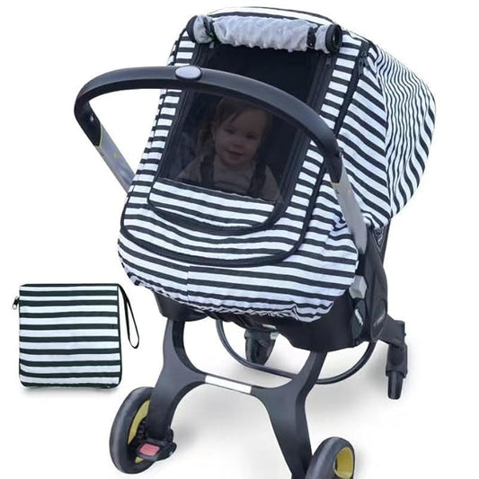 Car Seat Covers for Babies,Baby Car Seat Cover for Boys Girls,Windproof Infant Carseat Cover,Kick-Proof Car Seat Canopy with Breathable Mesh Peep Window,(Black)