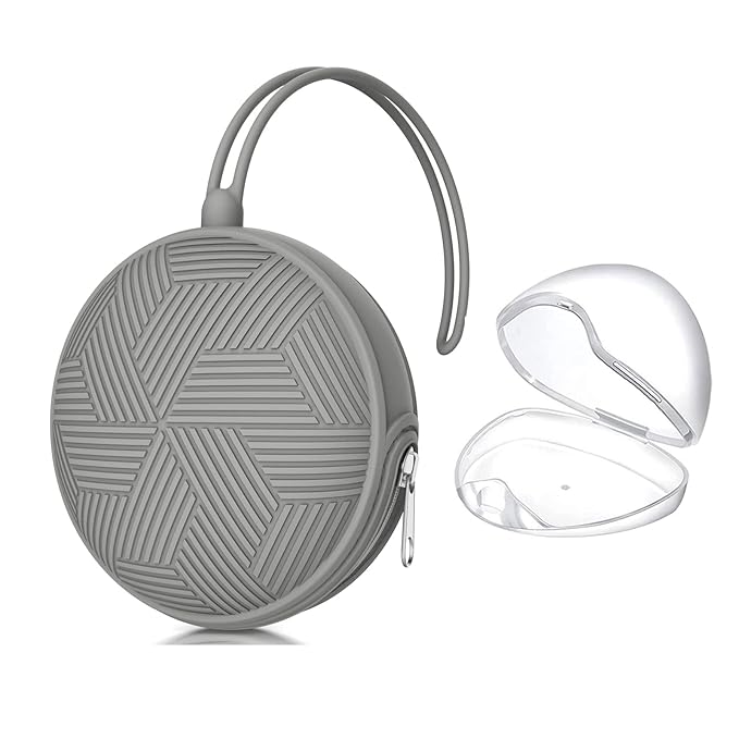 Smlpuame Pacifier Holder Case,BPA Free Portable Pacifier Storage Container,Silicone Baby Pacifier Cover Pouch for Diaper Bag Stroller,Travel Outdoor Activities,Easy to Clean(Grey)