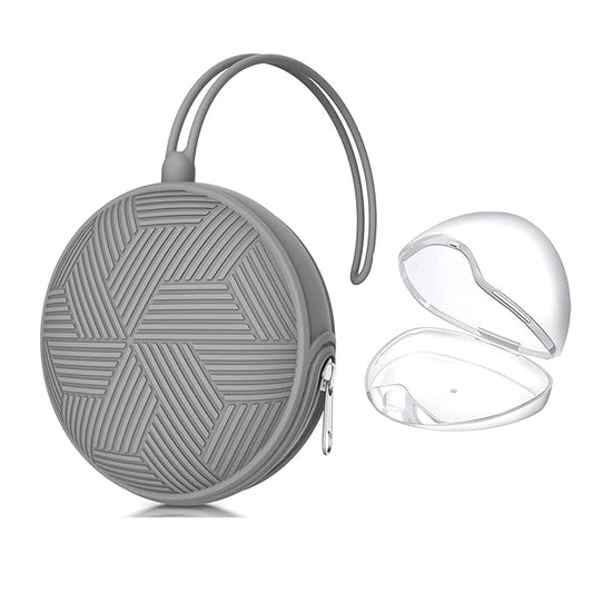 Smlpuame Pacifier Holder Case,BPA Free Portable Pacifier Storage Container,Silicone Baby Pacifier Cover Pouch for Diaper Bag Stroller,Travel Outdoor Activities,Easy to Clean(Grey)