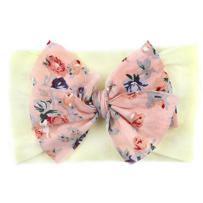 Nishine 6 Pack Cute Toddler Baby Girls Elastic Soft Nylon Headwraps Infant Knot Bow Headband Turban (Navy Set-6pcs)