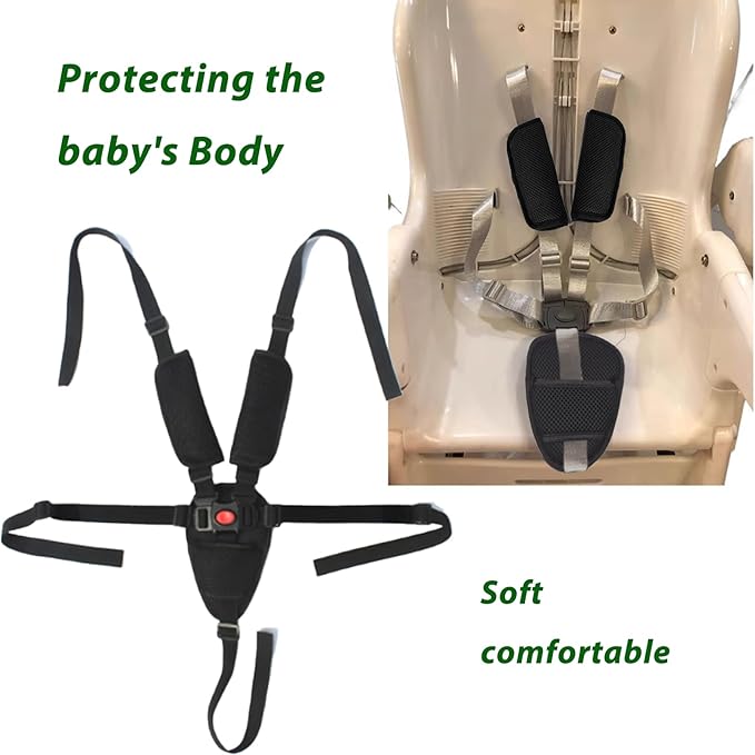 3 Pack Seat Straps Shoulder Pads, Stroller Strap Crotch Cushion,Soft Seat Straps Covers Suit for Kids,Pushchair, Stroller,High Chair(Black)