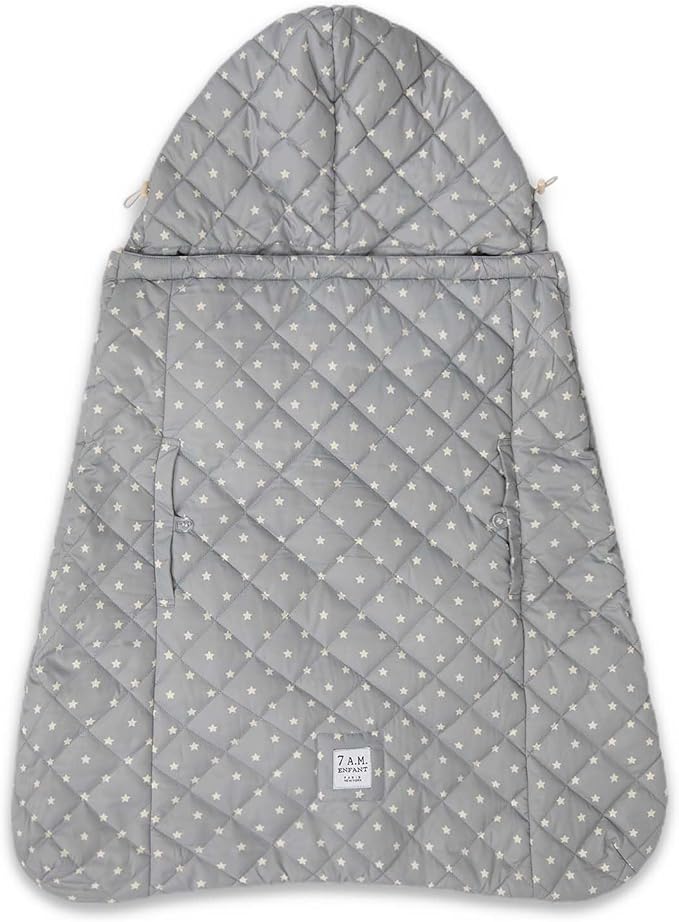 7AM Enfant Baby Carrier Cover - K-Poncho Universal Fit Winter Ultra Soft Plush Lining, Water Repellent Bunting Bag with Adjustable Hood, Multifunctional Stroller & Car Seat Blanket Cover | (0-3T)
