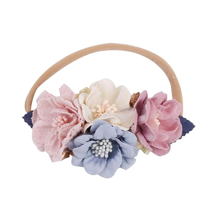 OOSAKU Baby Girl Flower Headbands Set Elastic Floral Headbands Soft Nylon Hair Band for Newborn Toddler Hair Accessories (Z3)