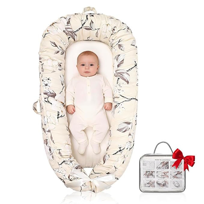 Baby Support Cushion | Organic Cotton Infant Support Cushion | Reversible, Adjustable & Portable Floor Support | Soft, Breathable, Washable Cover