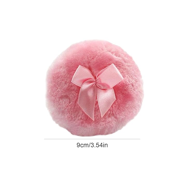 Generic Body Powder Puff - Portable Dustproof Powder Puff, Soft Round Face Body Powder Puff With Ribbon Bow | Skin-Friendly Furry Powder Puff, Body Powder Applicator Suitable For Home And Travel