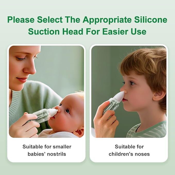 Manual Nose Sucker for Baby – Strong Suction Nasal Aspirator with Soft Silicone Tips, Easy to Clean & Reusable, Quiet and Safe Newborn Nose Cleaner by Baby Futur
