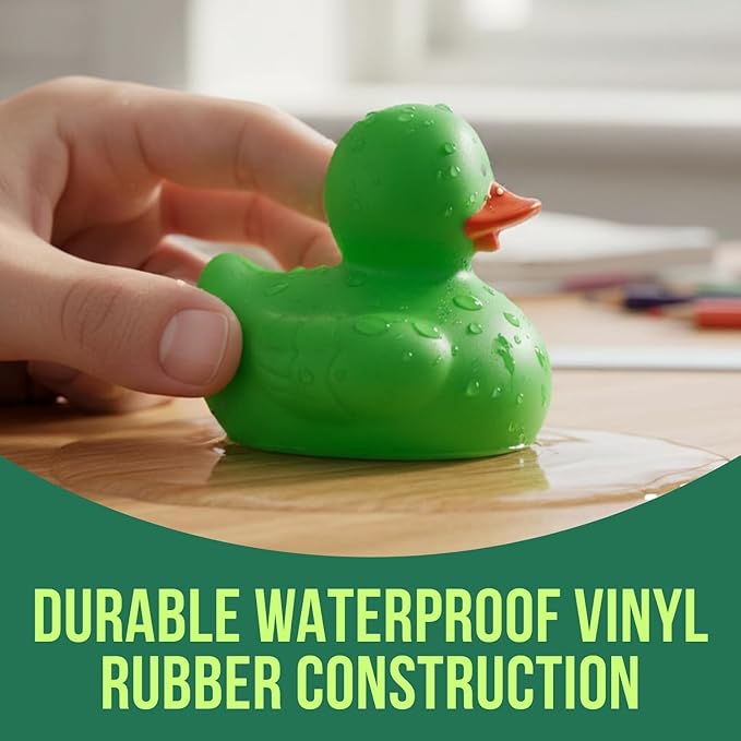 Fun Express Rubber 2" Solid Color Duckies - 12 Ducks (Green)