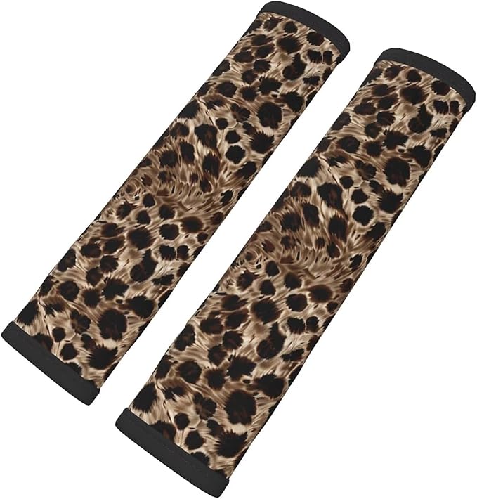 Soft Auto Seat Belt Cover Leopard Cheetahs Safety Strap Cover Seatbelt Shoulder Pad Cushions 2 PCS for A More Driving Universal Fit for All Cars and Backpack Cheetah Animal Seat Belt Cushion