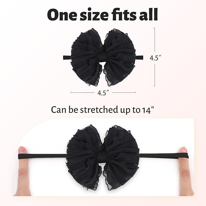 Baby Girls Headbands Bows Newborn Lace Hair Bow Hair Accessories for Infant Baby Girls Headband Toddler Black White Light Pink 3Pcs