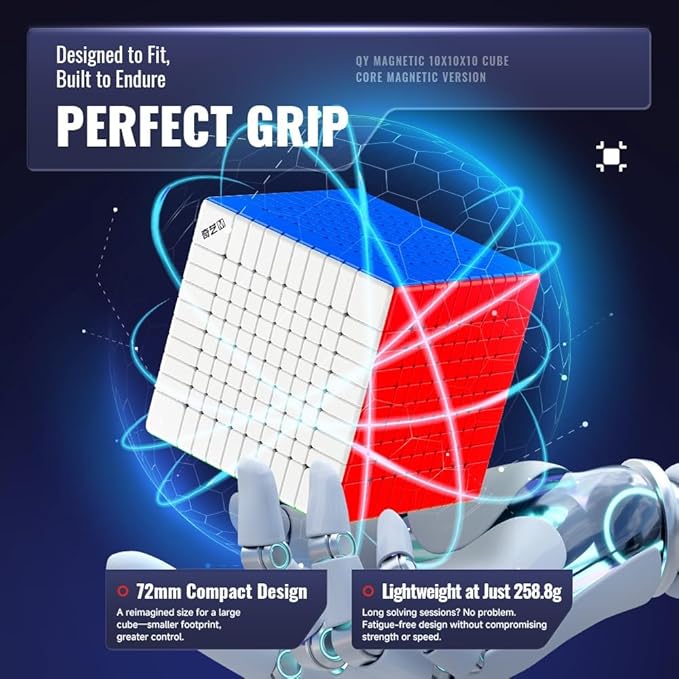Bukefuno QY Magnetic 10x10 Speed Cube 72MM Magic Stickerless 10 M Education Toys Puzzle Cube 2025 QY 10x10x10 Professional Magnetic Cube