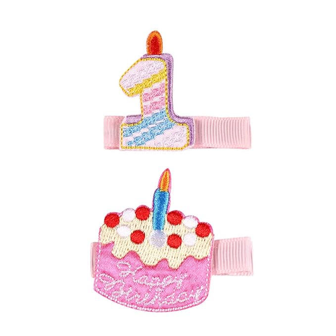 Baby Birthday Hair Clips Pin Birthday Girls Hairclips Cake Crown Girls Hairpin JBC34 (1 Year)