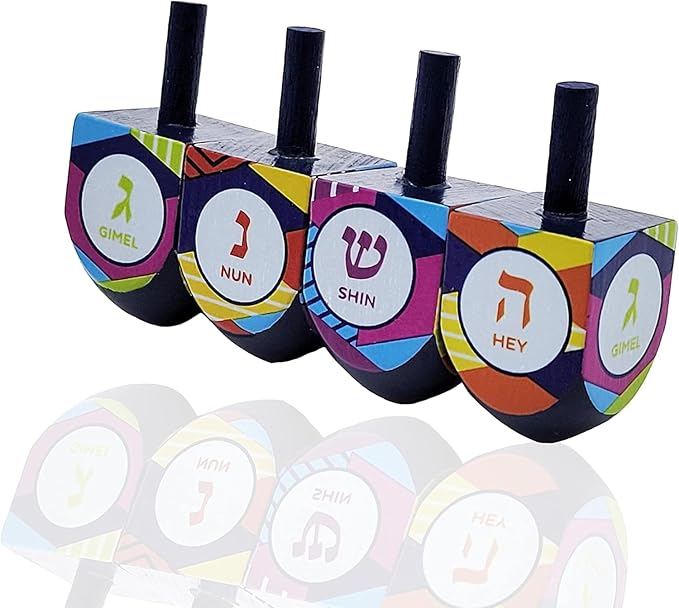 The Dreidel Company 1000 Multi Colored Hand Painted Wooden Dreidels, The Hanukkah Game Includes 30 Dreidel Game Instructions, Let's Play Dreidel, 1000-Pack