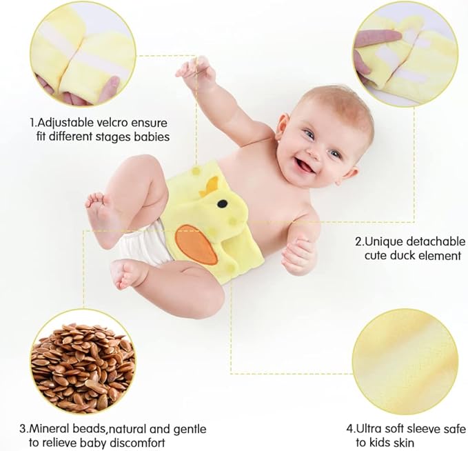 Hilph Baby Colic and Gas Relief for Newborns Infants, Heated Tummy Wrap, Baby Swaddling Belt Warmth, Natural Relief for Upset Stomach in Babies and Toddlers (Yellow Duck)