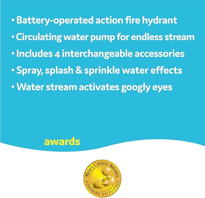 Yookidoo Baby Bath Toddler Toys (Ages 3+) - Ready Freddy Spray ‘N’ Sprinkle Fire Hydrant Bathtime Toy - Includes Hose, Spray Nozzle, Wheel, & Water Gauge - Attach to Any Bath Tub or Shower - Mold Free