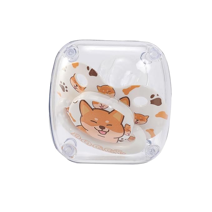 Adult Sized Pacifier Cute: Large Shield Binky for Anxiety Relief Butterfly Shaped - Puppy Printed Paci with Case