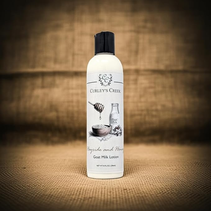 Curley's Creek Goat Milk Lotion | Handmade Natural Skincare | 4 ounce & 8 ounce 8 ounce, Hayride & Honey (Oatmeal Milk & Honey)