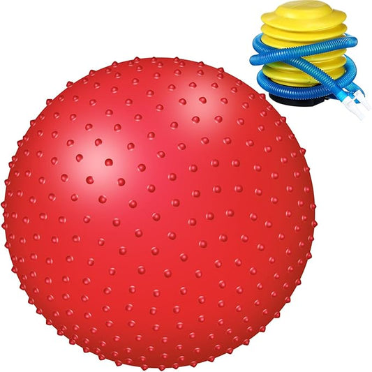 Large Sensory Massage Ball Bouncy Exercise Ball with Tactile Spikes 22 inch Big Inflatable Balls with Air Pump for Girls Boys Outdoor Indoor Pool Beach
