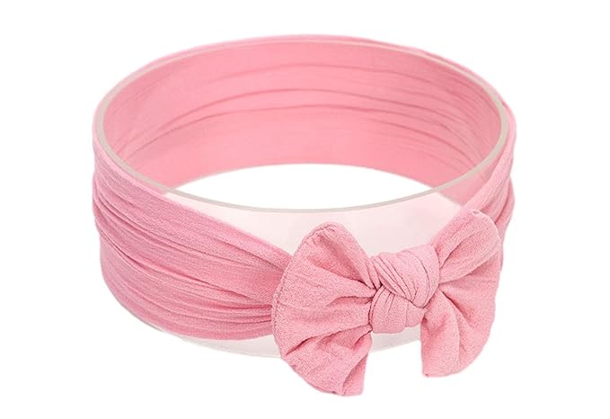 Baby Girl's Toddler Bow Knot Headbands Soft Nylon Headband for Daily Life Birthday Party Photography (Pink)