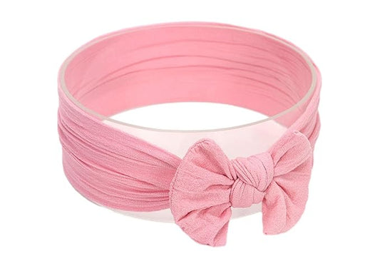 Baby Girl's Toddler Bow Knot Headbands Soft Nylon Headband for Daily Life Birthday Party Photography (Pink)