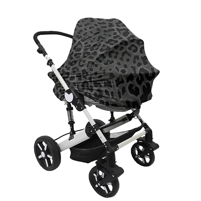 Black Baby Car Seat Cover Leopard Print Metplus Breathable Infant Carseat Cover Lightweight Baby Nursing Cover for Girls Boys Fit Spring Summer/Hot Days/Warm Weather