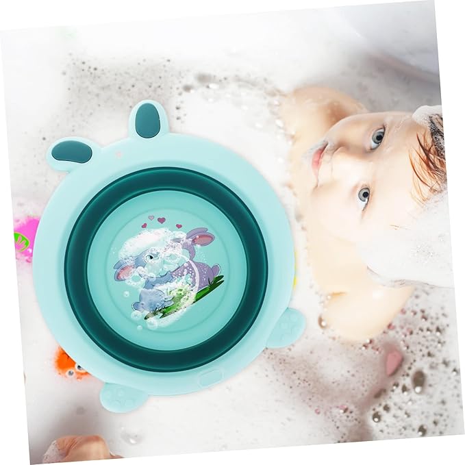 Little Rabbit Portable Baby Wash Basin Foldable Foot Bath Tub for Toddler Face Hands Feet Washing Travel Use Lightweight Safe 13.38X12.20X3.93 Inches