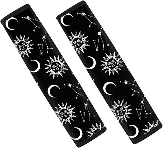 AFPANQZ Moon Star 2pcs Universal Car Seat Belt Pads Cover Vehicle Seat Belt Comfort Shoulder Pads for Adults Comfortable Pads Cushion for Adults Kids Non-Slip Shoulder Straps