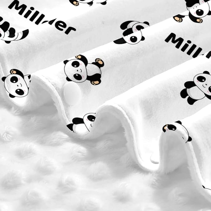 Personalized Black and White Panda Baby Infant Car Seats Canopy for Babies with Name, Lightweight Covers for Baby Boys Girls, Minky Nursing Breastfeeding Stroller Cover Canopies for Newborn
