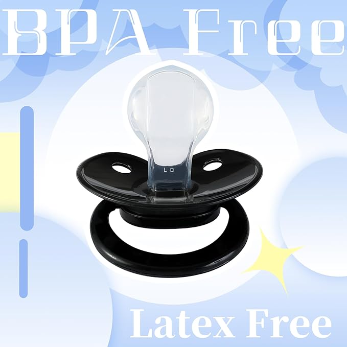 Halloween Adult Pacifier Big Size: Cute Bear Binky for Anxiety Relief - Large Shield Paci with Case Black
