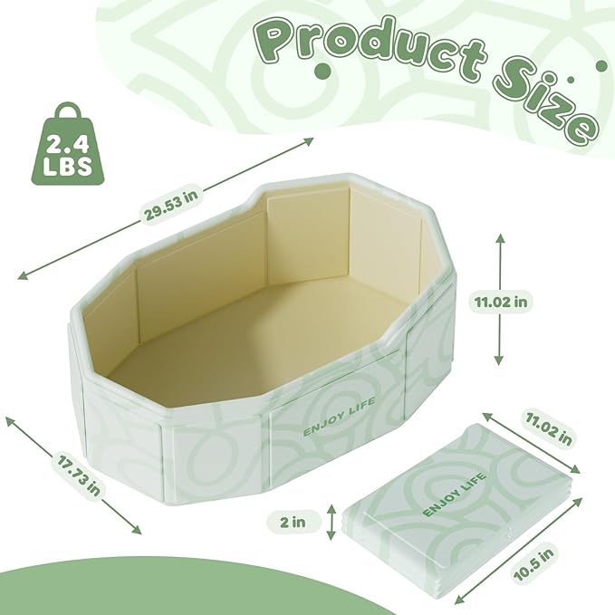 Collapsible Baby Toddler Bathtub for Shower, Portable Foldable Toddler Bath Tub with Non-Slip Base, Compact Travel Essentials for Kids & Infants, Easy Storage in Small Spaces, Green