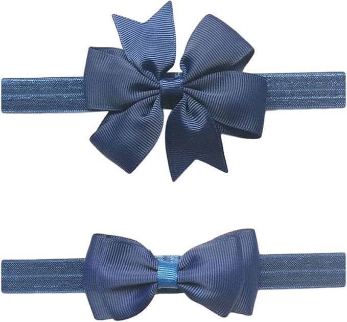 2pc/Set Baby Girls Grosgrain Ribbon Hairband Set Ribbon Bows Hair Tie Headband JB10