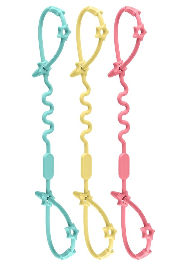 Lulyloo Silicone Multi-Use Straps for Baby Essentials - Food-Grade Loops with Non-Slip Design for Strollers, High Chairs & Car Seats Clean, Neutral Colors Keeps Bottles Teethers Pacifiers & Toys Reach