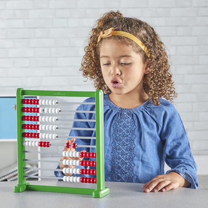 Hand2Mind Double Sided Plastic 100 Bead Abacus, Abacus for Kids Math, Kindergarten Math Manipulatives, Counting Rack, Educational Toys for Elementary Kids (Set of 1)