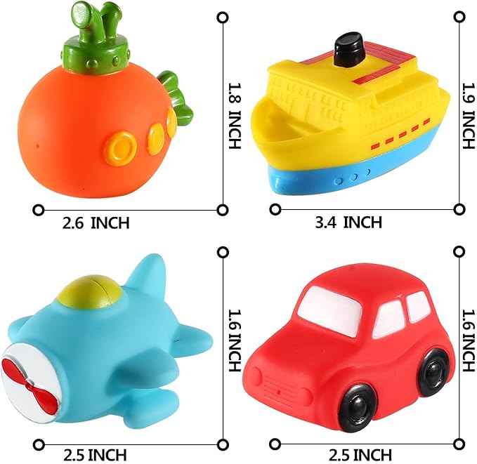 6 Packs No Hole Boat Bath Toy Set, Light up Changing Color in Water, Floating Rubber Bathtub Toys for Baby Toddler Infant Boy Girl Kid Play, Led Growing Pal in Shower Bathroom Tub or Swimming Pool