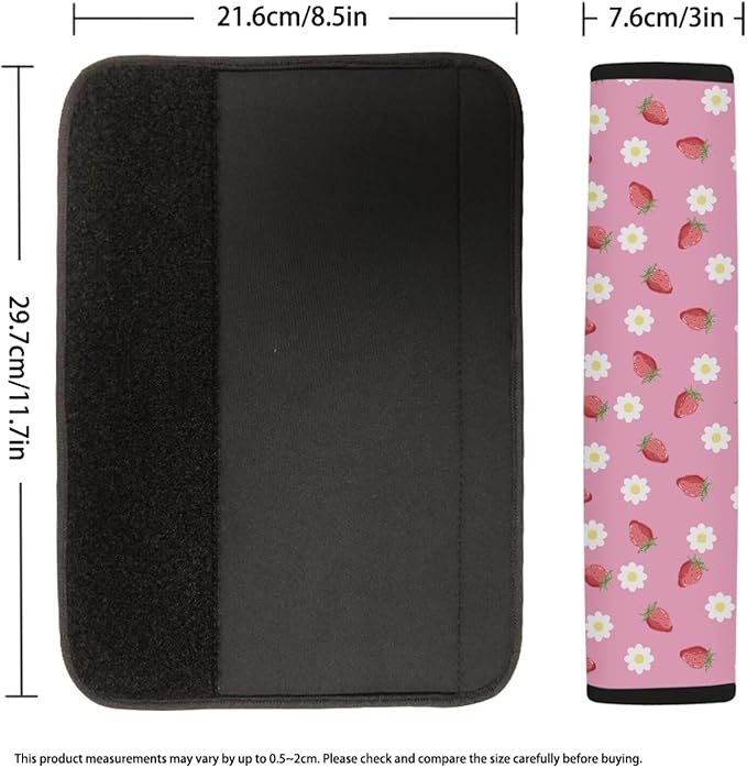 UNICEU Pink Strawberry Printed Neoprene Car Seatbelt Cushion Coversfor Women,Strawberry Car Accessories Seat Belt Covers Shoulder Pads Seatbelt Strap Cover
