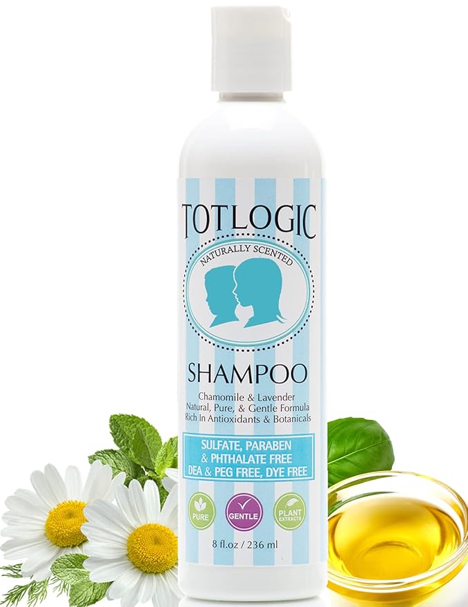TotLogic Sulfate Free Kids Shampoo - 8 oz Original Scent - Gentle and Paraben Free Non-Toxic Plant Based Formula Safe for Babies and Toddlers, Natural Essential Oils