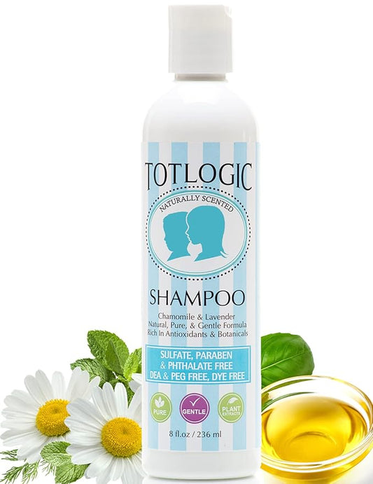 TotLogic Sulfate Free Kids Shampoo - 8 oz Original Scent - Gentle and Paraben Free Non-Toxic Plant Based Formula Safe for Babies and Toddlers, Natural Essential Oils