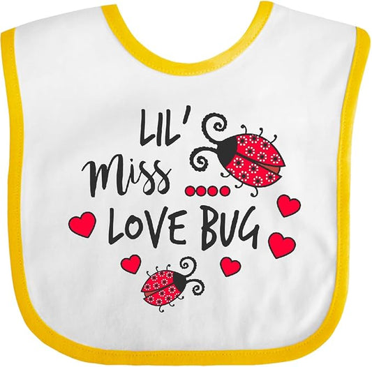 inktastic Lil Miss Love Bug with Lady Bug and Hearts Baby Bib