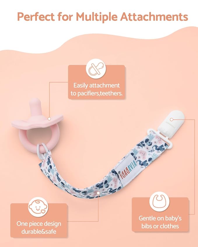 ALVABABY Pacifier Clips 10 Pack Pacifier Binky Paci Holder Leashes for Teethers 10DP02A