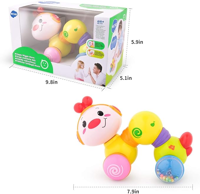 Vanmor Baby Toys 6-12 Months, Infant Musical Caterpillar Crawling Toy, Press and Go Interactive Inchworm Toy with Light Up, Tummy Time Educational for 6 7 8 9 12 18 Months