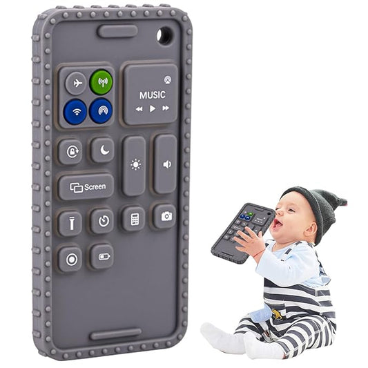 Baby Phone Teething Toys for Babies 0-3, 0-6, 6-12 Months | Soft Silicone Cell Phone Teethers Toys | Baby Fidget Toys 0-6 Months | Infant Teether for Breastfeeding Baby Boy Girl