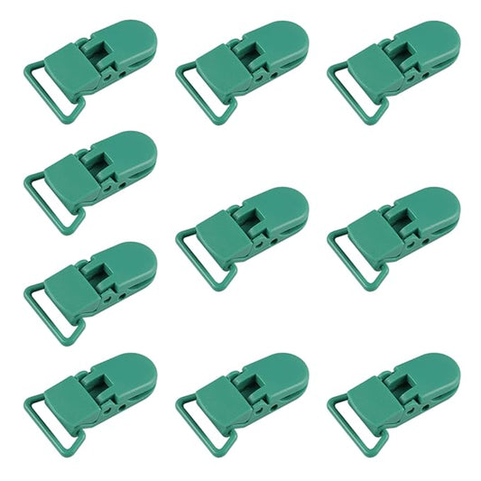 10-Pack Pacifier Clip Replacement Ends - BPA-Free Plastic Fasteners for DIY Baby Crafts, Sewing Bibs & Blankets Straps (3/4 Inch, Emerald Green)
