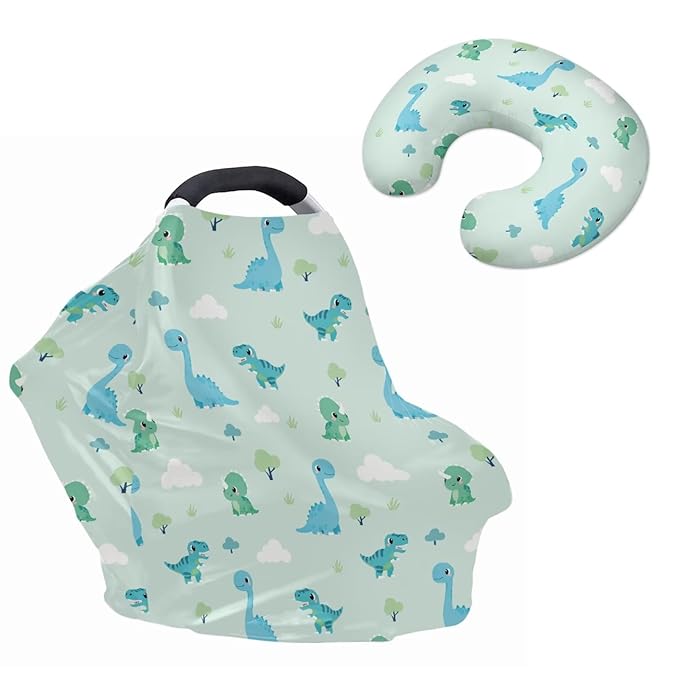Cute Carseat Canopy for Babies Soft Breastfeeding Nursing Pillow Slipcovers Breathable Fits Snug On Infant 2PCS Baby Feeding Essentials