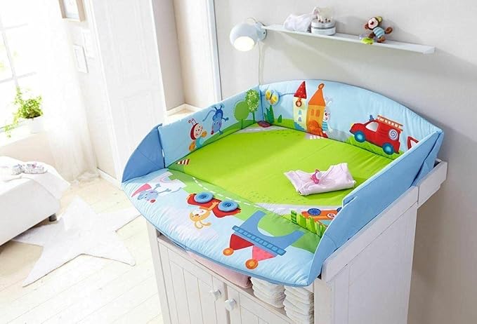 HABA Whimsy City Soft Fabric Play Gym with Detachable Arch - Use as a Play Surface, Changing Area or Small Bed
