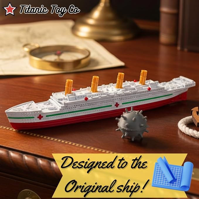 Britannic Bath Boat And Pool Toy,Break In Half RMS Titanic Toys For Kids, Historically Accurate Breakable Titanic Toy, Titanic Ship, Titanic Cake Topper (Britannic + Mine)